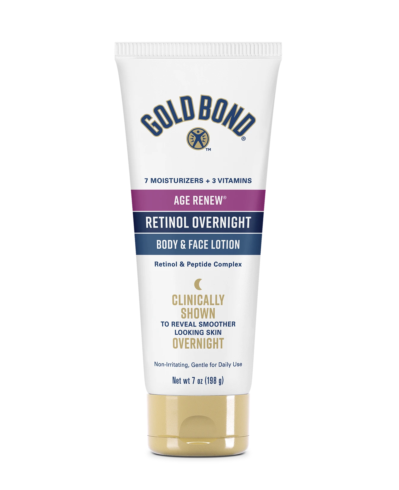 Front of Gold Bond Age Renew Retinol Overnight Body & Face Lotion tube