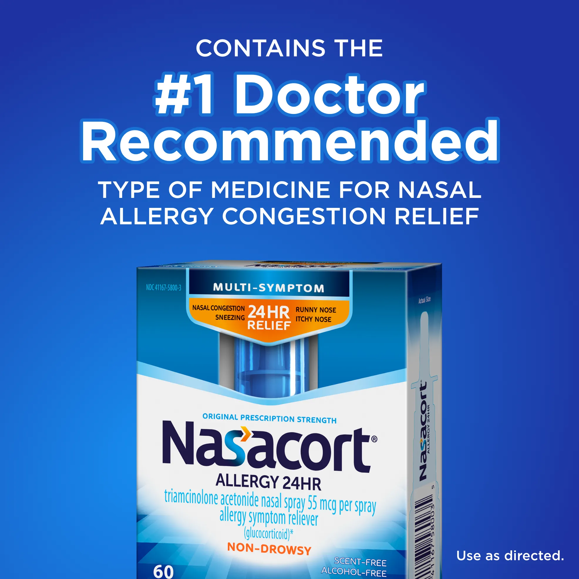 Nasacort® Allergy 24HR product images - front and back of product and packaging