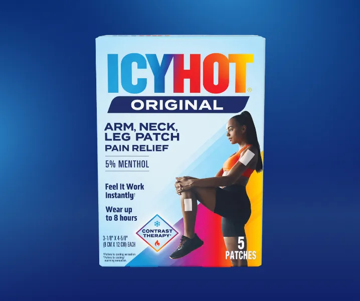 Icy Hot® Arm, Neck and Leg Patch front of packaging.