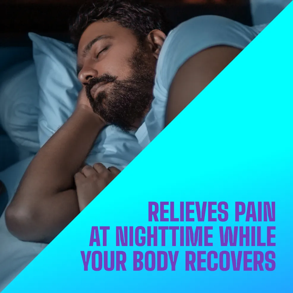 Packaging of Icy Hot® Nighttime Recovery No-Mess Roll-On and product benefit statements.