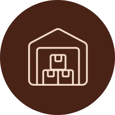 An icon representing a store, with three product boxes.