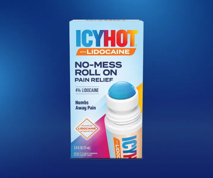 Icy Hot® Lidocaine No Mess front of packaging.