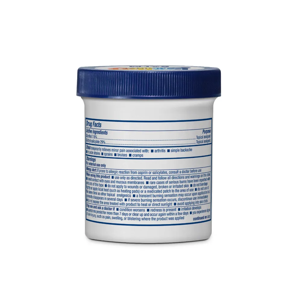 Packaging of Icy Hot® Original Balm and product benefit statements.